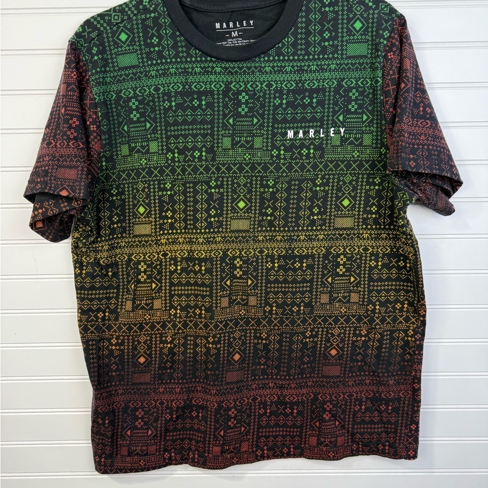 Marley men’s black multi colored graphic soft tshirt. Size M - Picture 1 of 3